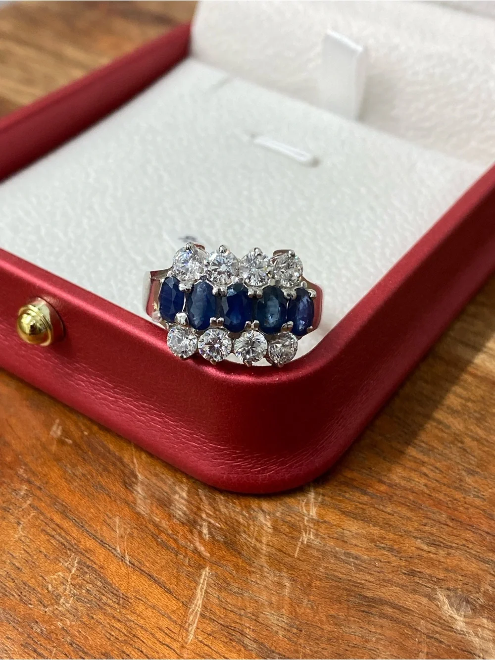 925 Sterling Silver Natural Sapphire And CZ Ring